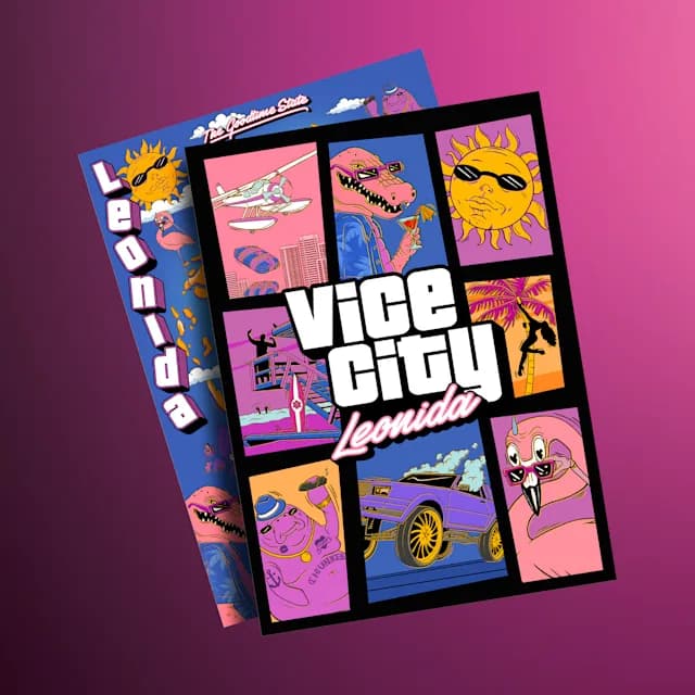 Double-sided Vice City souvenir poster and Leonida map from Rockstar's Collector's Box